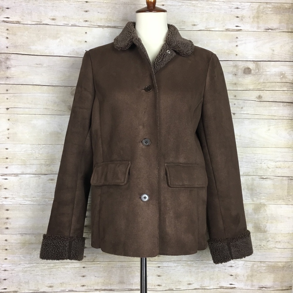 Lands’ End Brown Faux Shearling Coat Sz. 6-8